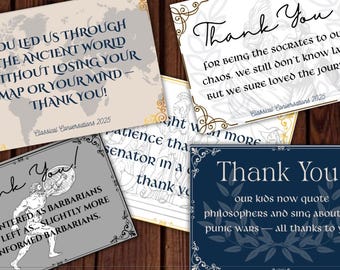 Classical Conversations Thank You Cards | Ancient History, Homeschool Essentials End of Year Printable Tutor, Director, Parent Appreciation