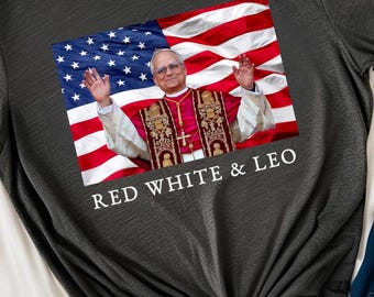 Pope Leo XIV American Shirt | Catholic Patriot Tee | Ordination Gift, Godparent Gift, Catholic USA Shirt, Memento Mori, Faith & Freedom