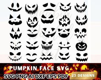 Jack O' Lantern Face SVG Bundle: Halloween Pumpkin Clipart (Digital Download)