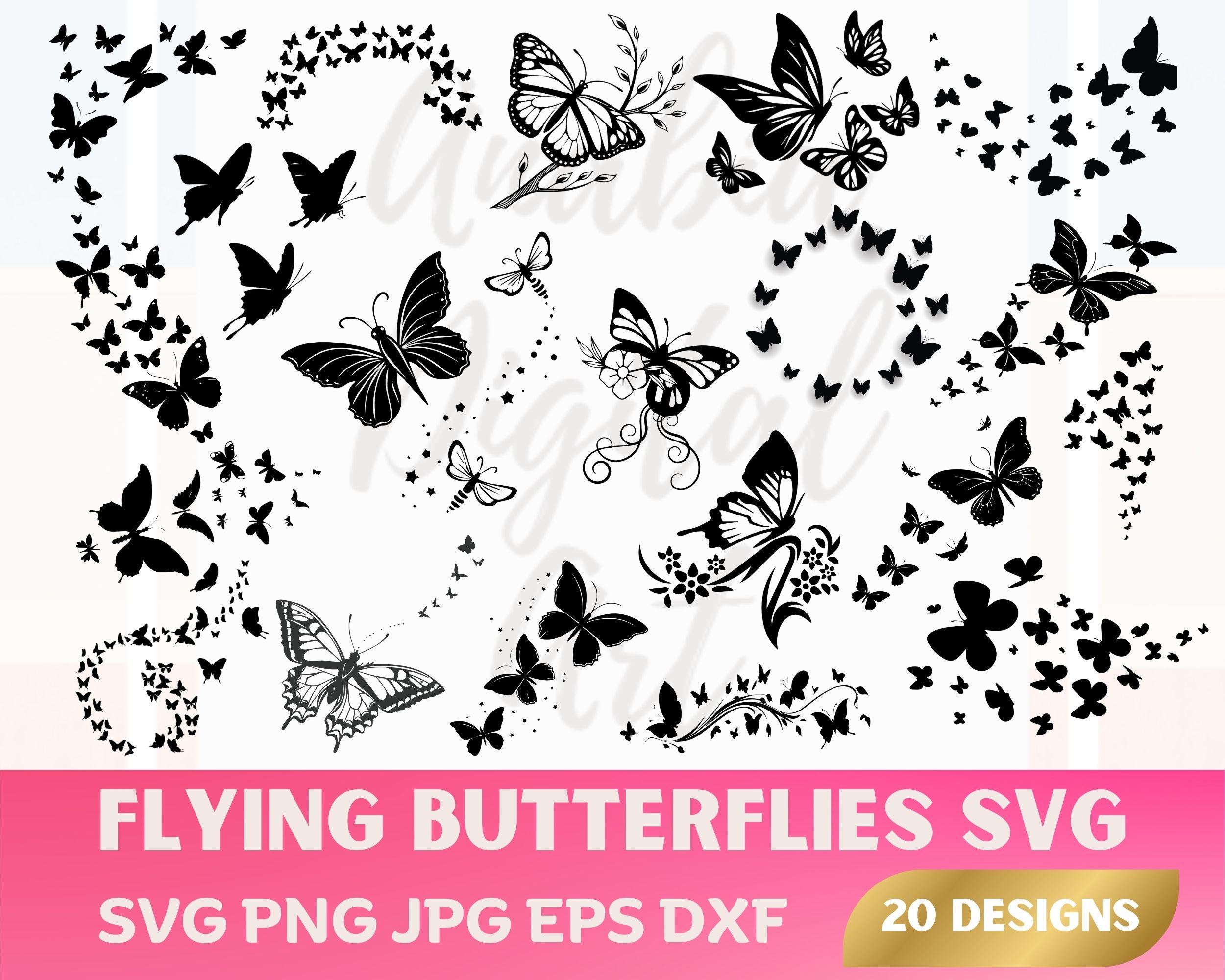 Flying Butterflies Svg Bundle, Butterfly Png, Butterfly Svg, Layered Svg, Butterfly Swarm Svg, Butterfly Clipart, Butterfly Cricut Cut Files