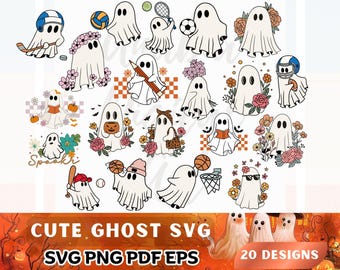 Spooky Flower Ghost SVG-bundel, Halloween-clipart (png, eps, pdf)