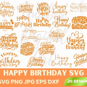 Happy Birthday Svg Bundle, Happy Birthday Plotter File Svg, Birthday Cake Topper Svg, Birthday Party Svg, Trendy Cricut/Silhouette Designs