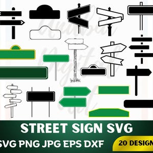 Street Sign Svg, Street Name Sign Svg, Destination Sign Svg, Street Sign Png, Road Sign Svg, Blank Directional Crossroad, Green Traffic Sign