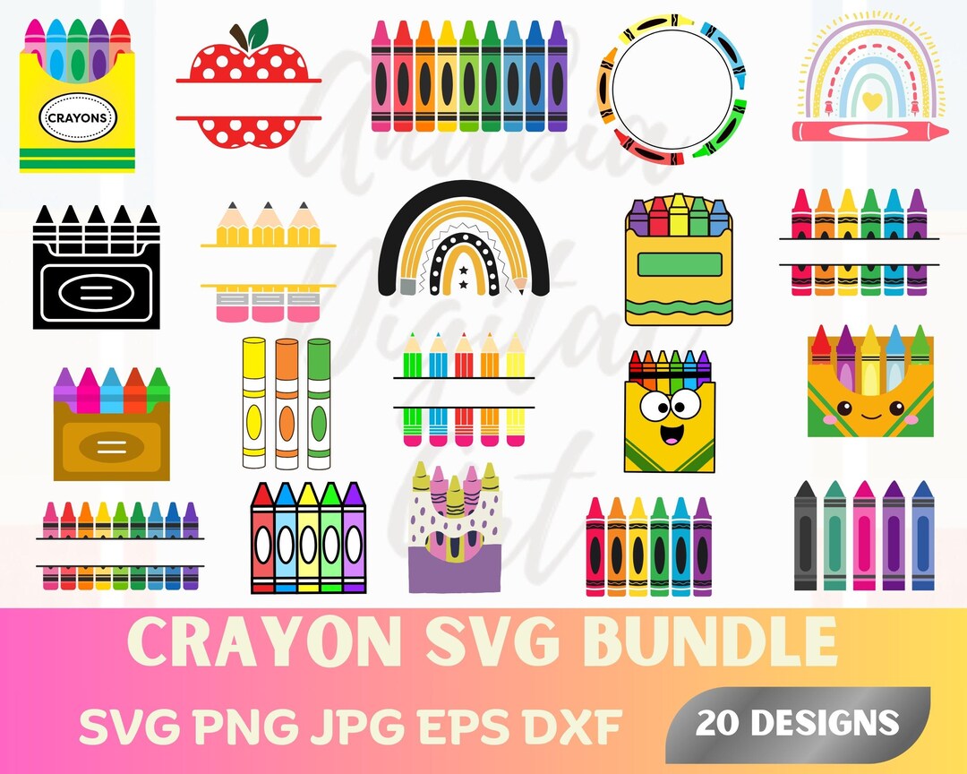 Crayon SVG Bundle: Teacher Cut Files, Split Monogram (digital Download ...