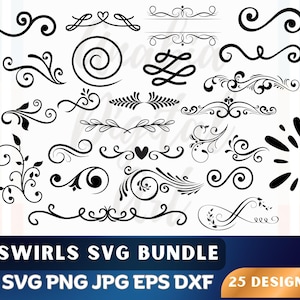 Swirls SVG Bundle: Elegant Decorative Clipart (Digital Download