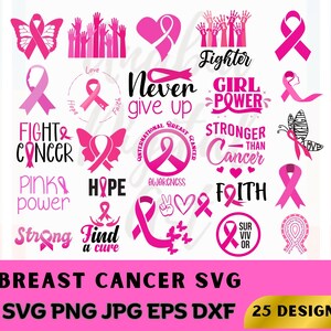 Breast Cancer Awareness SVG Bundle: Pink Ribbon, Warrior Silhouette (Digital Download)
