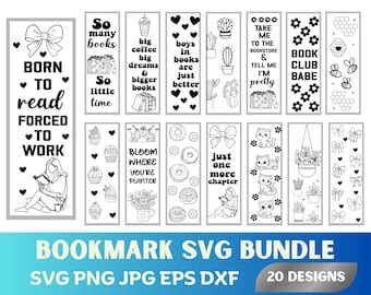 Floral Bookmark SVG Bundle, Book Lover Gift (Digital Download)