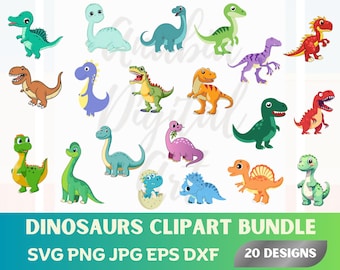 Dinosaurs Svg Bundle, Cute Dinosaurs Svg, Kids Dinosaur Svg, Dino Svg, Baby Dinosaur Svg, T-Rex Svg, Cartoon Dinosaur For Silhouette Cricut