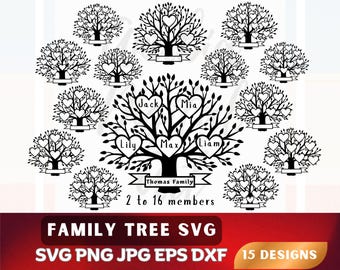 Family Tree SVG PNG Bundle: Tree of Life, Love Hearts (Digital Download)