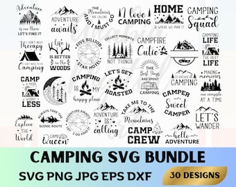 Camping SVG Bundle: Jungle Quotes, Forest Adventure Cut Files (Digital Download)