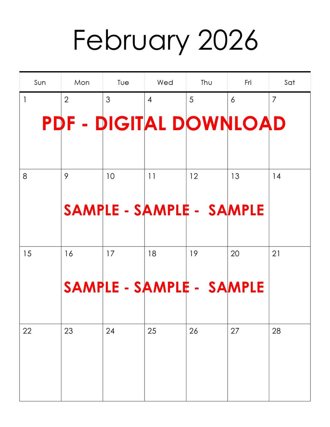 PDF 2026 CALENDAR Portrait Jan '26- March '27 Digital Download - Etsy ...