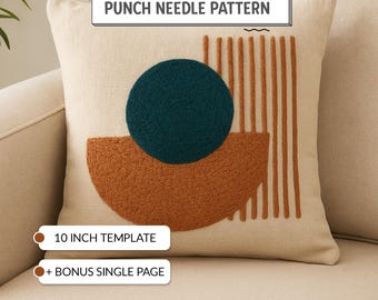 Modern Abstract Punch Needle Pattern 10 Inch Pillow Template PDF
