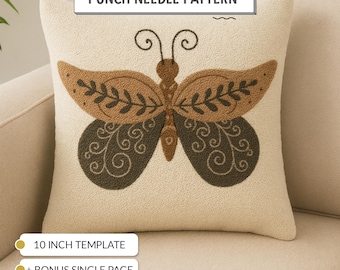 Punch Needle Pattern, Butterfly Design Template, Printable Pillow Pattern