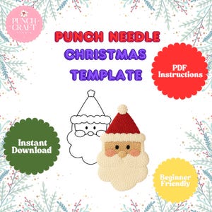 Christmas Punch Needle Ornament, Punch Needle Coaster Pattern PDF, Christmas Printable, Beginner Punch Needle Mug Rug Template
