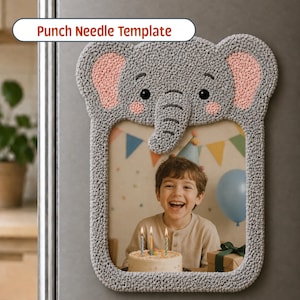 Cadre aimanté éléphant, motif perforé avec aiguille
