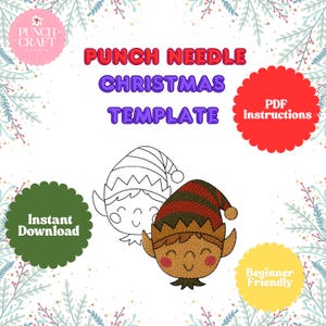 Christmas Punch Needle Ornament, Punch Needle Coaster Pattern PDF, Christmas Printable, Beginner Punch Needle Mug Rug Template