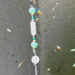 Green and white window suncatcher, bag charm, key chain