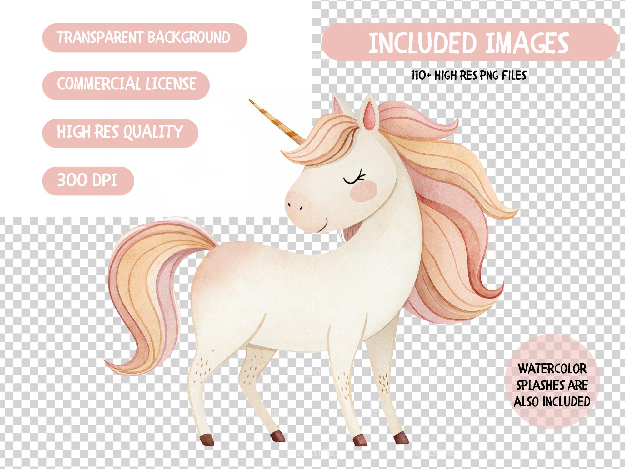 Watercolor Pastel Unicorn Clipart Bundle (PNG) - Etsy