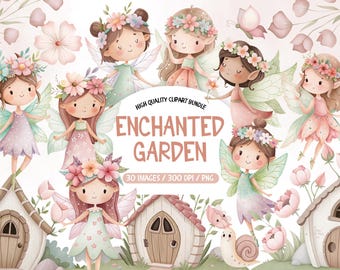 Fairy Garden Clipart Set: Magical Enchanted Forest Theme (PNG Bundle ...