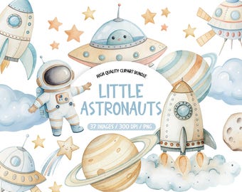 Astronaut Clipart Collection: Outer Space Adventure Graphics (PNG Files)