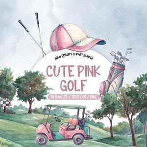 Słodkie Golfowe Akwarele Clipart, Golf Club Png, Akwarelowe Golfowe Clipart, Golfowe Kije Clipart, Golfowe Baby Shower Clipart, Golfowe Urodziny Clipart