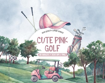Cute Golf Watercolor Clipart, Golf Club Png, Watercolor Golf Clip Art, Golf Clubs Clipart, Golf Baby Shower Clipart, Golf Birthday Clipart