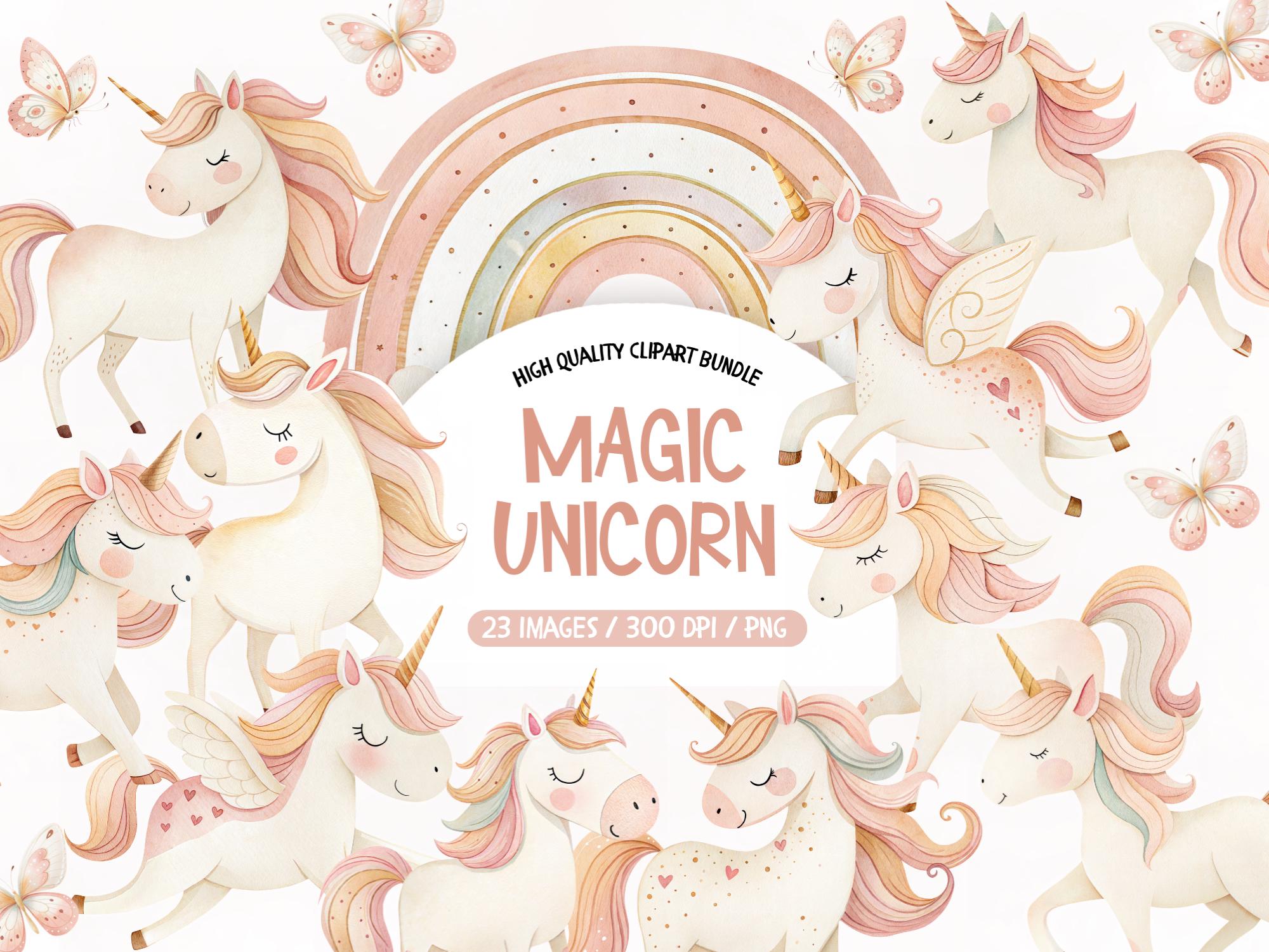 Watercolor Pastel Unicorn Clipart Bundle (PNG) - Etsy