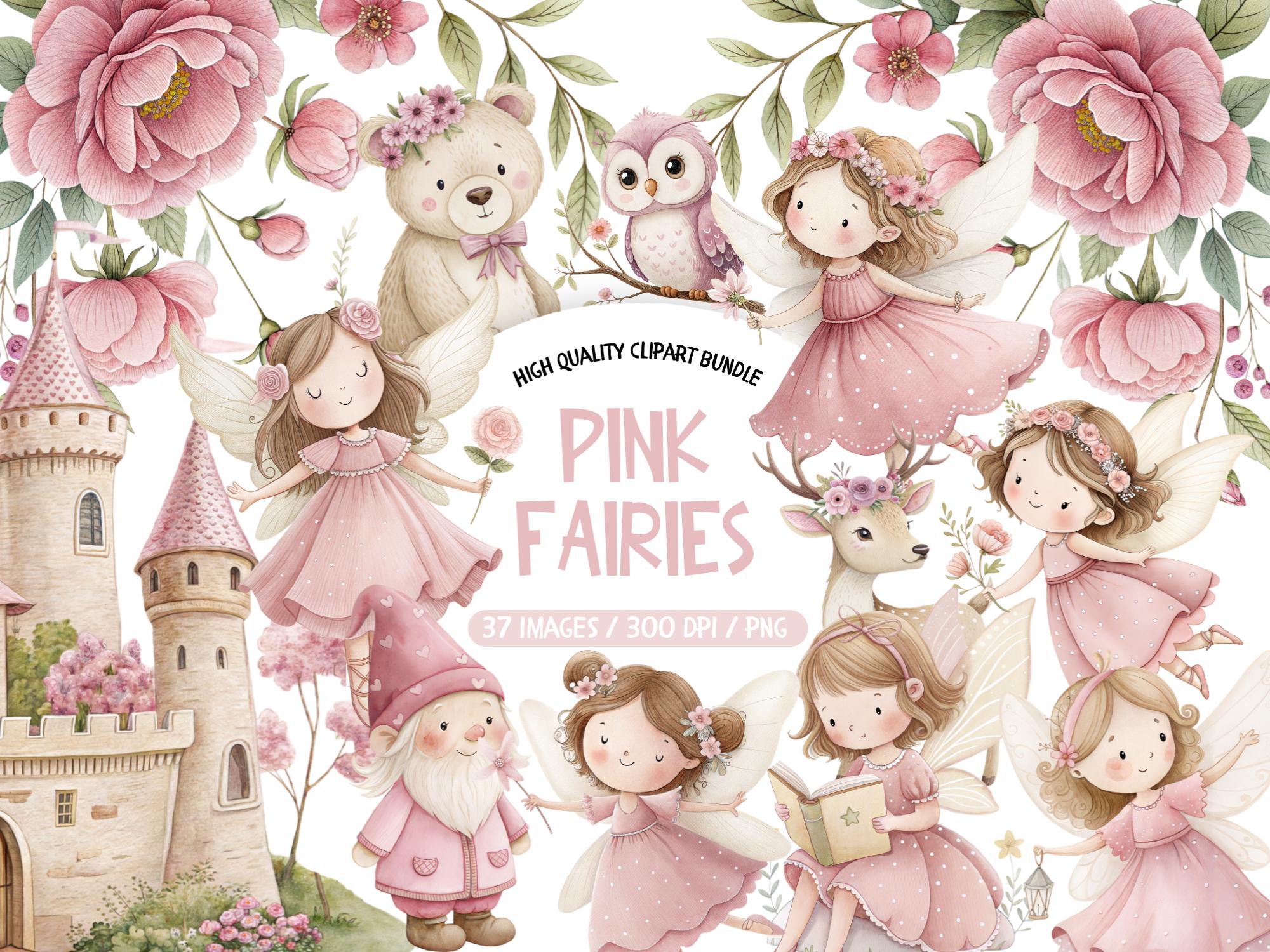 Fairy Garden Clipart Bundle: Watercolor Fairytale PNG Set (digital ...
