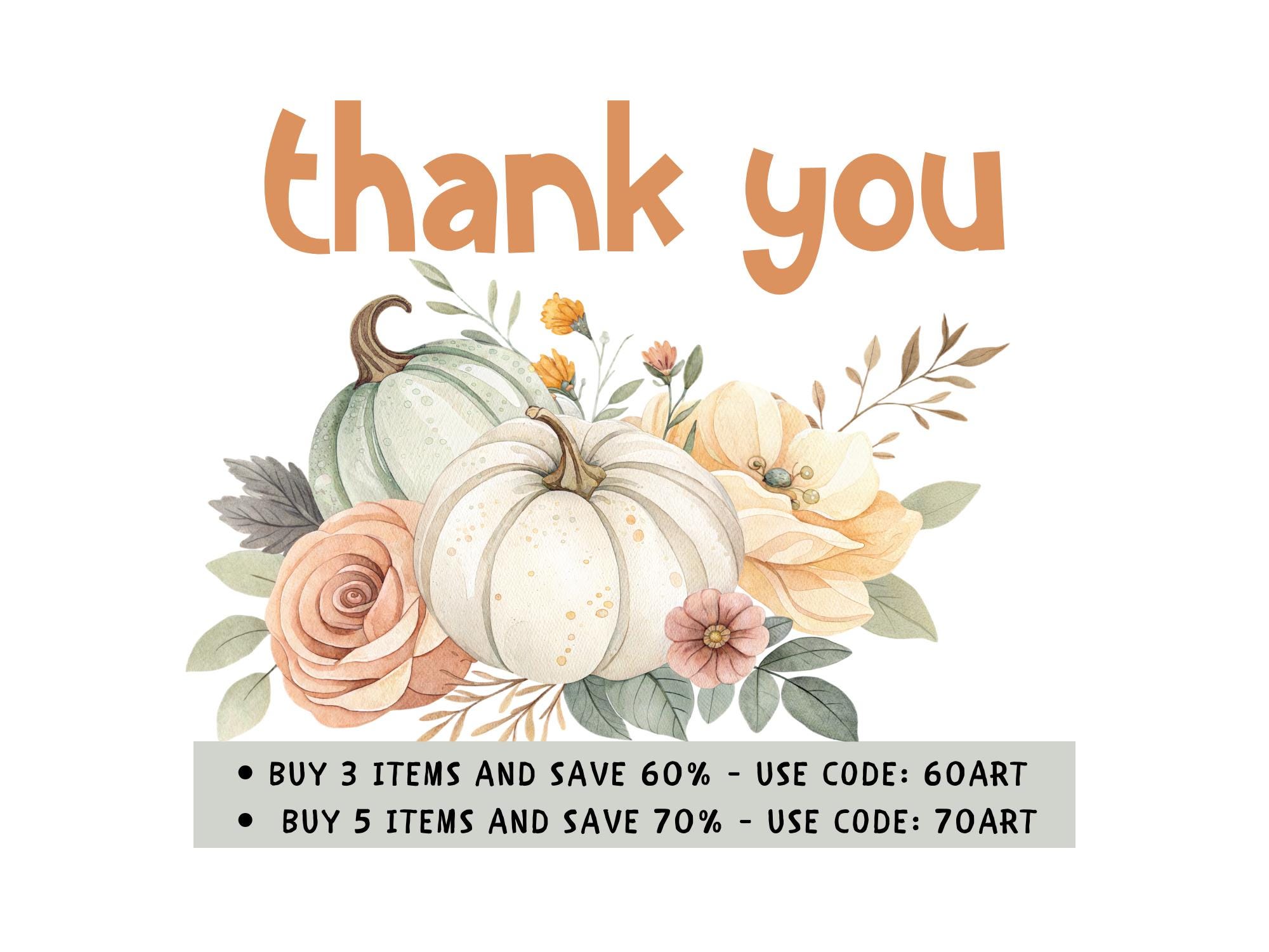 Watercolor Floral Pumpkin Clipart, Autumn PNG Set (digital Download) - Etsy