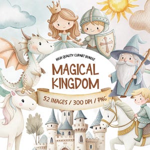 Aquarel magische koninkrijken png, magische koninkrijk clipart, schattige eenhoorn clipart, prinses aquarel illustraties, kinderboeken illustratie
