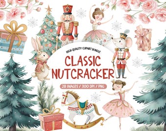 Watercolor Nutcracker Clipart, Classic Christmas Ballet PNG, Cute Watercolor Xmas Clipart, Cute Nutcracker Ballet Clipart, Commercial Use