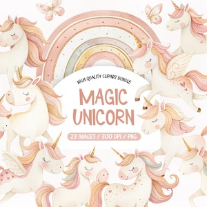 Watercolor Unicorn Clipart, Pastel Unicorn Png, Unicorn Birthday Clipart, Princess Girl And Unicorn Clipart, Unicorn Clipart Commercial Use