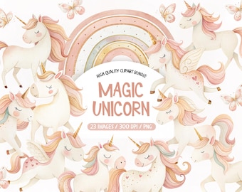 Watercolor Unicorn Clipart, Pastel Unicorn Png, Unicorn Birthday Clipart, Princess Girl And Unicorn Clipart, Unicorn Clipart Commercial Use