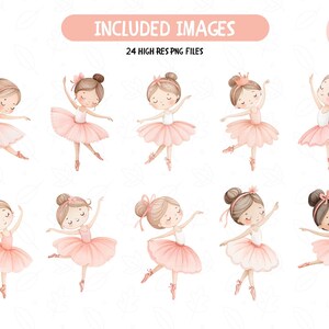 Akvarell ballerina clipart, rodnande rosa svan sjön dansare (PNG) bild 2
