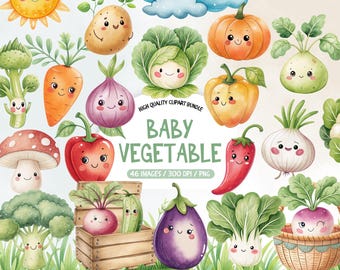 Watercolor Vegetable Clipart Bundle – Farmers Market Illustration (Commercial Use)