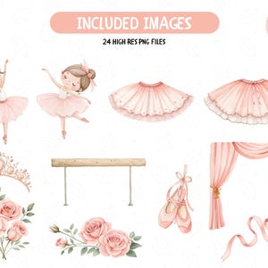 Akvarell ballerina clipart, rodnande rosa svan sjön dansare (PNG) bild 3