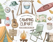 Cute Camping Clipart, Outdoor Activities PNG Bundle, Nature Adventure Clipart, Hiking Vacation Bundle, Mountain Forest Camp Clipart