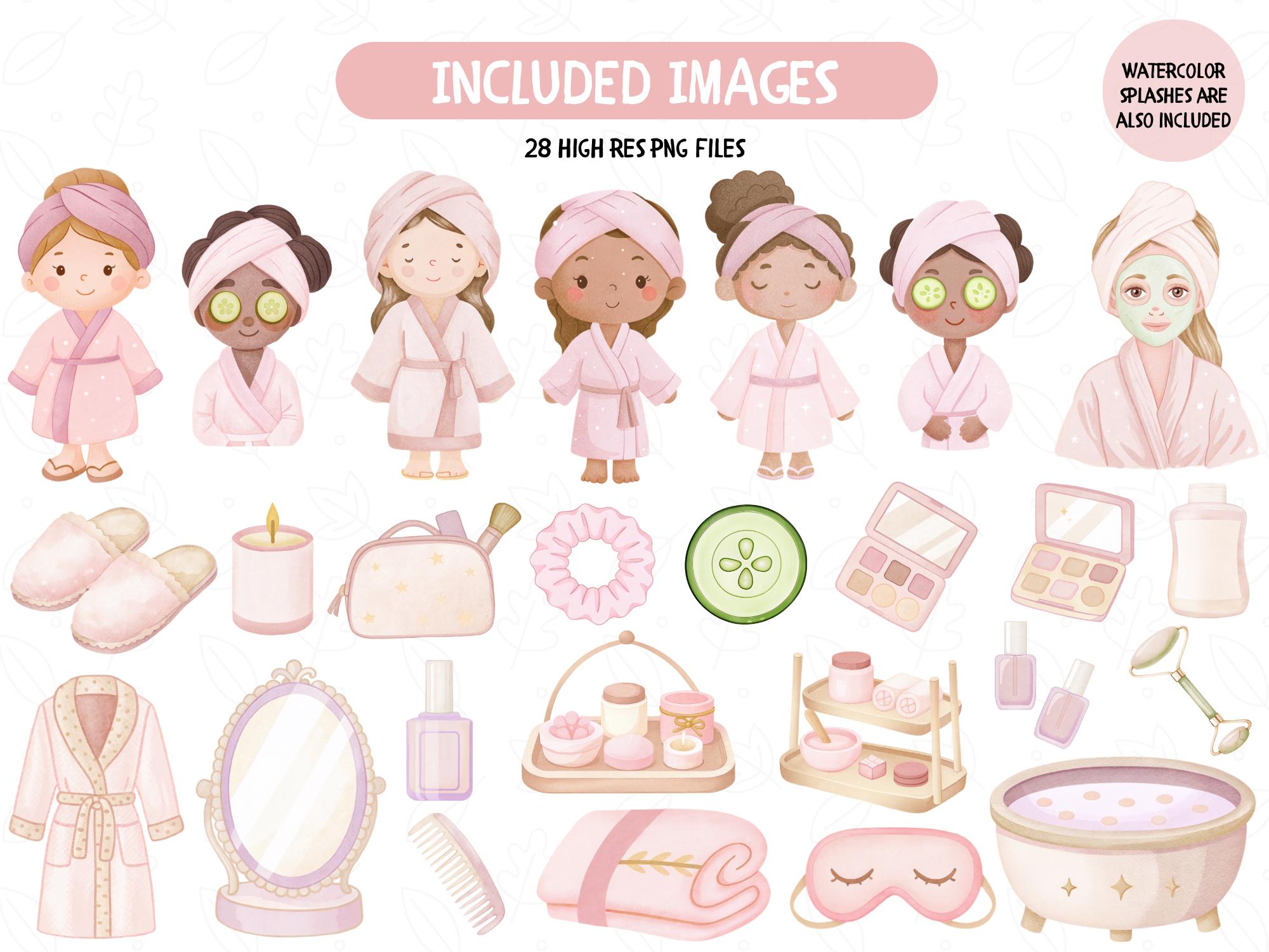 Sleepover Spa Day Illustrations: Glam Girls & Slumber Party – (digital ...