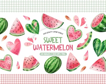 Pink Watermelon Clipart Bundle – Little Melon and Coquette Style Elements (PNG Set)