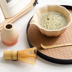 Gradient Lotus Leaf Ceramic Matcha Bowl Set/Matcha Gift Box/Tea Set/Creative Gift/Gift for Women/Wedding Gift