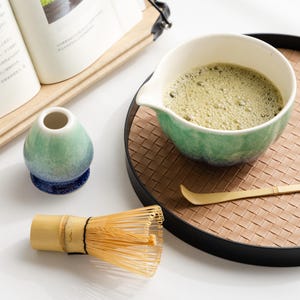 Hand-painted ceramic matcha bowl set/Matcha gift box/tea set/Creative Gifts/Ocean-themed gifts for women