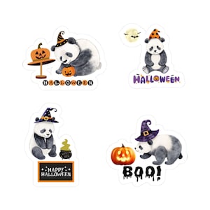 Halloween Panda Kiss-Cut Stickers, Cute Panda Stickers, Halloween Party Decor, Planner Stickers, Fall Decor, Kids Gift
