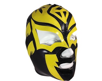 SOMBRA (pro-fit) Lucha Libre Wrestling Mask - (Adult Size) Black/Yellow