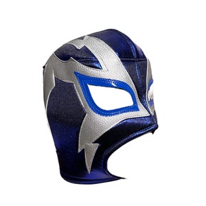 SHOCKER Lucha Libre Mexican Costume Wrestling Mask - (Adult Size) Blue/Grey