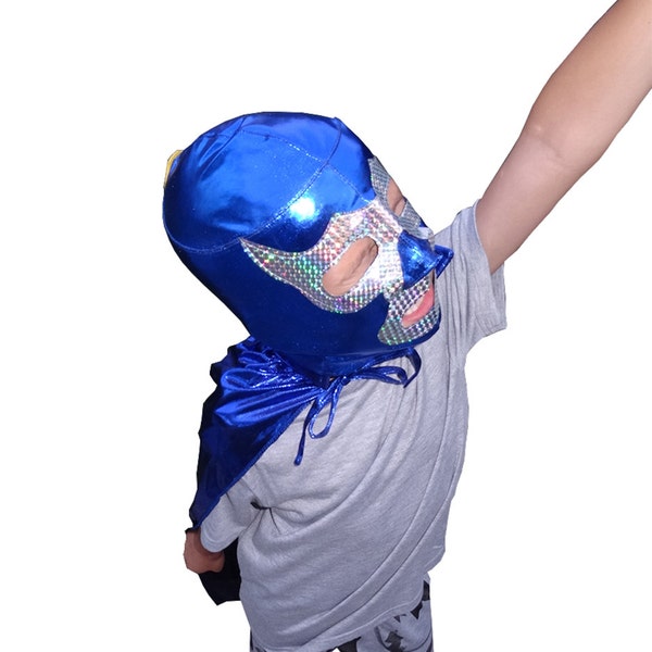 Little Demon Halloween Costume Luchador Mask and 30" Cape set for (6 -12 yr olds)