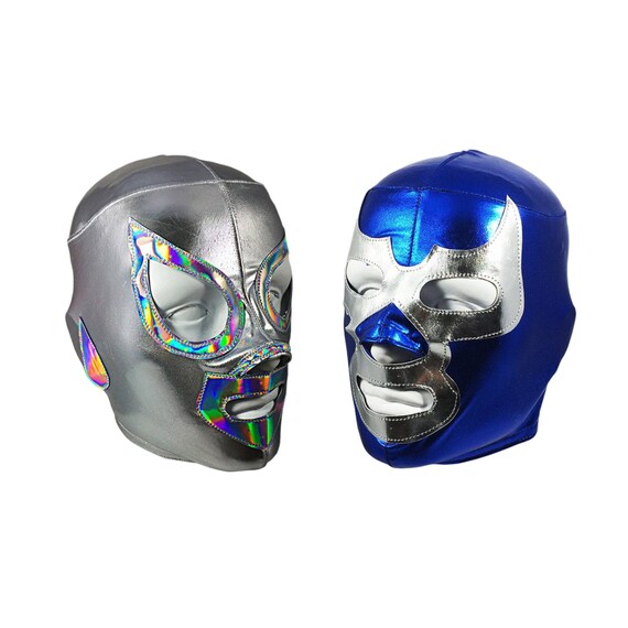 2 pack ADULT Silver & Demon Lucha Libre Mask Couples Costume Party Pack Mask bundle