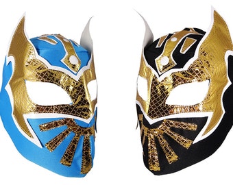 2pk LUCHADORES Lucha Libre Halloween Costume Mask pair (kids to young adults) Blue/Black