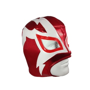SHOCKER Lucha Libre Mexican Costume Wrestling Mask - (Adult Size) Red/White