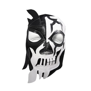 HALLOWEEN SKULL (pro-fit) Lucha Libre Wrestling Mask - (Adult Size) black/white