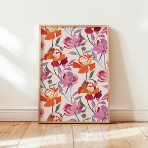Anthurium Floral Wall Art Pink Purple Botanical Print Digital Download